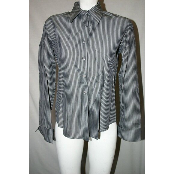 Espirit De Corp Women's Blouse Gray Size M Long Sleeves Collar Cuffs Buttons - Picture 3 of 7